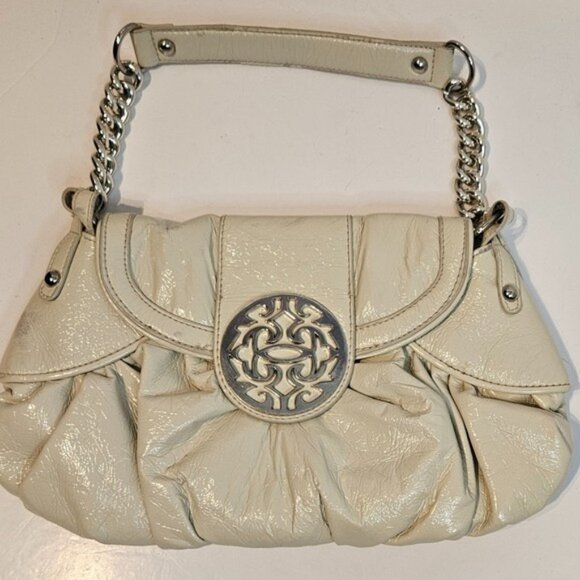 Steve Madden To-Talli Patent White So Soft Shoulder Bag with Silver Chain Strap - Picture 1 of 14
